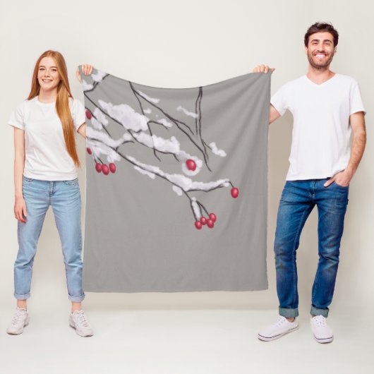 Winterbessen takken bedekt met sneeuw fleece deken (In situ)