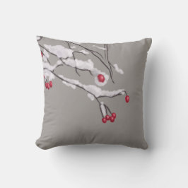 Winterbessen takken bedekt met sneeuw kussen