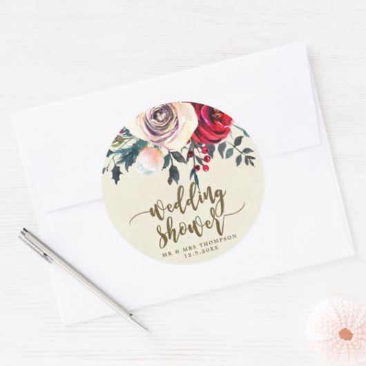 Winterbessen Trouwdouche sticker Kerstmis (Envelop)