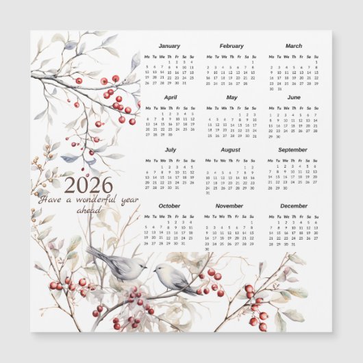 Winterbessen Vogels Kerst 2026 Kalender (Voorkant)