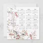 Winterbessen Vogels Kerst 2026 Kalender Feestdagenkaart (Voorkant)