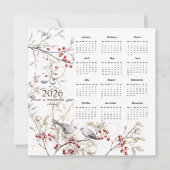 Winterbessen Vogels Kerst 2026 Kalender Feestdagenkaart (Voorkant)