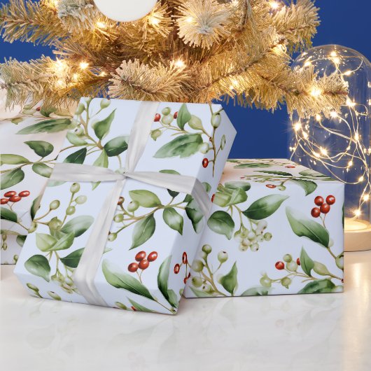 Winterbessen Wintergroen Moderne Kerstmis Cadeaupapier (Feestdagen)