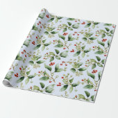 Winterbessen Wintergroen Moderne Kerstmis Cadeaupapier (Uitgerold)