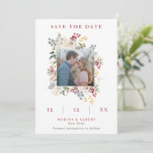 Winterbessen & witte rozen Lijst foto bruiloft Save The Date (Staand voorkant)