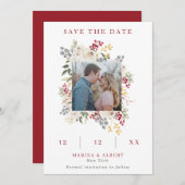 Winterbessen & witte rozen Lijst foto bruiloft Save The Date (Voorkant / Achterkant)