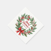 Winterbessenkrans Rood lint Servet (Hoek)