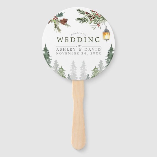 Winterbijtbomen botanische lantaarns handwaaier (Voorkant)