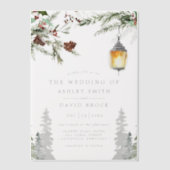 Winterbijtbomen botanische lantaarns vellum uitnodigingen (Voorkant)