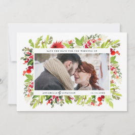 winterblad rode waterverf foto save the date