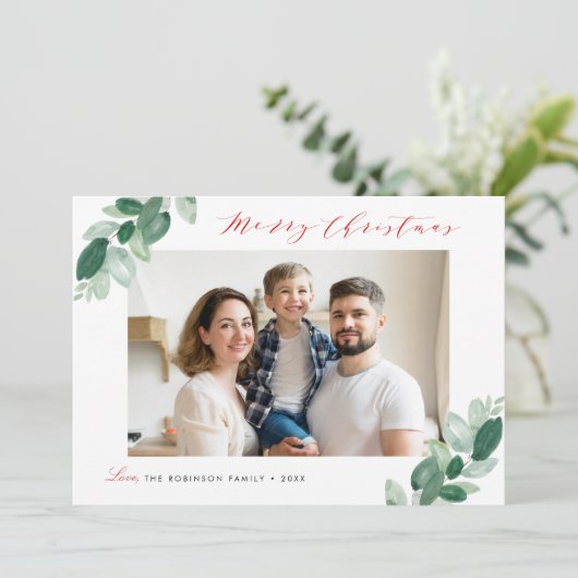 winterbladbladerkerstfeest feestdagenkaart (Staand voorkant)