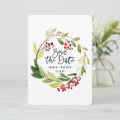 Winterbladerblad met de datumkaart save the date (Staand voorkant)