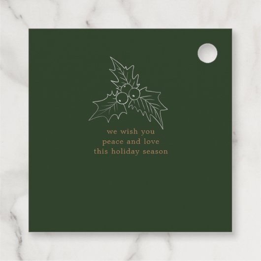 Winterbladeren Elegant Script Faux Folie Vakantie Bedankjes Labels (Achterkant)