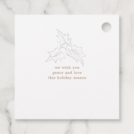 Winterbladeren Elegant Script Faux Folie Vakantie Bedankjes Labels (Achterkant)