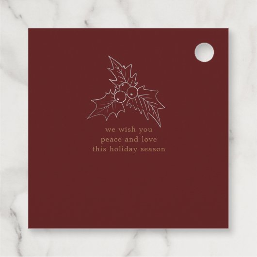 Winterbladeren Elegant Script Faux Folie Vakantie Bedankjes Labels (Achterkant)