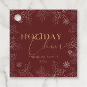 Winterbladeren Elegant Script Faux Folie Vakantie Bedankjes Labels (Voorkant)