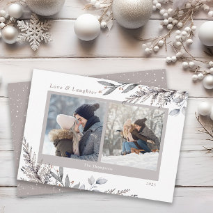 Winterbladeren en lentes Waterverf 2 Foto's Feestdagenkaart