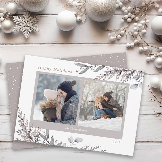 Winterbladeren en lentes Waterverf 2 Foto's Feestdagenkaart