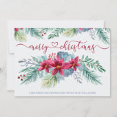 Winterbladeren en Poinsettia Waterverf Kerst Feestdagenkaart (Voorkant)