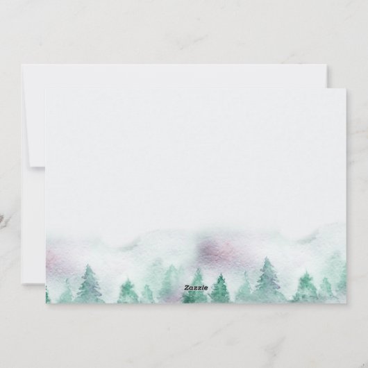 Winterbladeren en Poinsettia Waterverf Kerst Feestdagenkaart (Achterkant)