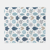 Winterbladeren en sneeuwvormen Fleece Deken (Voorkant (Horizontaal))