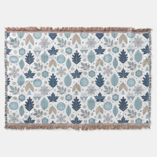 Winterbladeren en sneeuwvormen gooien deken (Voorkant)