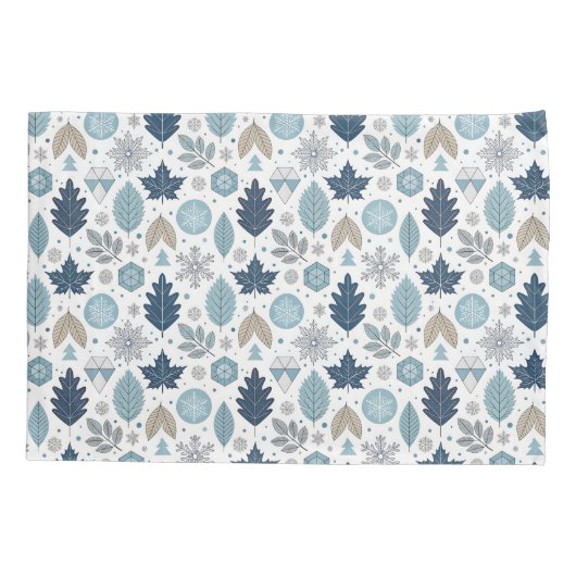 Winterbladeren en sneeuwvormen kussensloop (Achterkant)