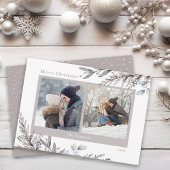 Winterbladeren & lentes Waterverf 2 foto's Feestdagenkaart