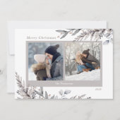 Winterbladeren & lentes Waterverf 2 foto's Feestdagenkaart (Voorkant)