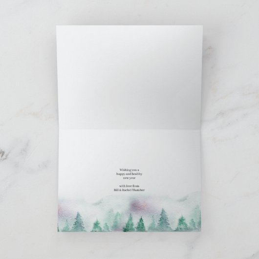 Winterbladeren Poinsettia Waterverf Nieuwjaar Feestdagen Kaart (Binnen)