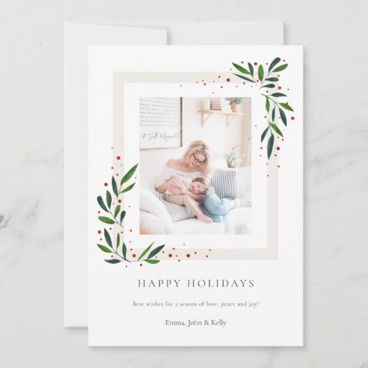 Winterbladeren Prettige feestdagen fotokaart Feestdagenkaart (Voorkant)