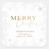 Winterbladeren Vrolijk Kerstmis retour adres Vierkante Sticker (Voorkant)