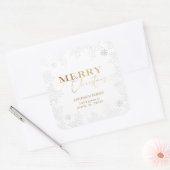Winterbladeren Vrolijk Kerstmis retour adres Vierkante Sticker (Envelop)