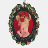 Winterbladerwerk | Eerste Kerstmis voor baby's Ornament Kaart (Links)