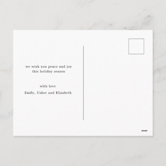 winterbladfeestfoto elegant script feestdagenkaart (Achterkant)