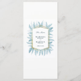 Winterbladgroen waterverf blauwe bruiloft menu