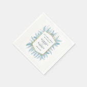 Winterbladgroen waterverf blauwe bruiloft servet (Hoek)