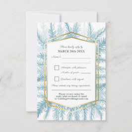 Winterbladgroen waterverf grijs blauw RSVP kaartje