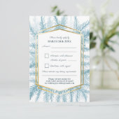 Winterbladgroen waterverf grijs blauw RSVP kaartje (Staand voorkant)