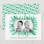 Winterbladgroen waterverf groen feestdagenkaart (Voorkant / Achterkant)