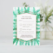 Winterbladgroen waterverf groene bruiloft RSVP kaartje (Staand voorkant)