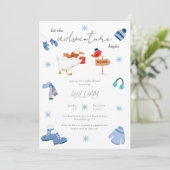Winterblauw avontuur begint Baby shower Kaart (Staand voorkant)
