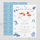 Winterblauw avontuur begint Baby shower Kaart (Voorkant / Achterkant)