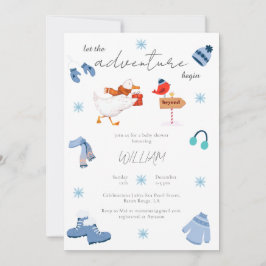 Winterblauw avontuur begint Baby shower Kaart