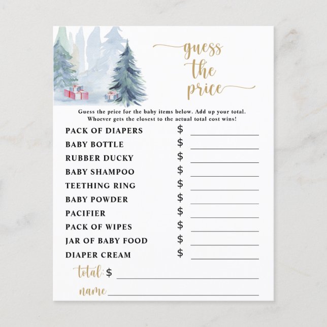 Winterblauw Baby shower Raad (Voorkant)