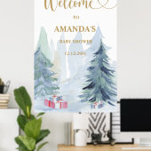 Winterblauw baby shower welkom poster (Thuiskantoor)