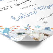 Winterblauw baby shower zilver welkom bord poster (Hoek)