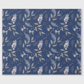 Winterblauw bladerbessen pine feestelijke Waterver Cadeaupapier (Vlak)