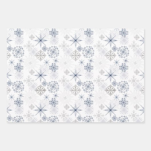 Winterblauw blauw blauw bladerblauw patroon met sn inpakpapier vel (Voorkant 3)
