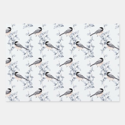 Winterblauw blauw blauw bladerblauw patroon met sn inpakpapier vel (Voorkant 2)